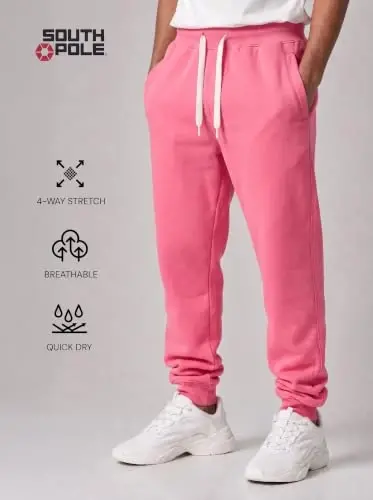 Southpole Fleece Joggers for Men with Pockets | Brushed Fleece Joggers With Elastic Drawstring Waist, Ribbed Cuffs, Side and Back Pockets For Gym, Running, Lounging - 3