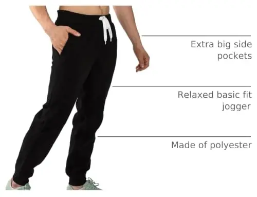 Southpole Fleece Joggers for Men with Pockets | Brushed Fleece Joggers With Elastic Drawstring Waist, Ribbed Cuffs, Side and Back Pockets For Gym, Running, Lounging - 4