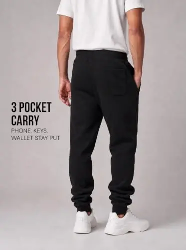 Southpole Fleece Joggers for Men with Pockets | Brushed Fleece Joggers With Elastic Drawstring Waist, Ribbed Cuffs, Side and Back Pockets For Gym, Running, Lounging - 6