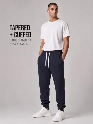 Southpole Fleece Joggers for Men with Pockets | Brushed Fleece Joggers With Elastic Drawstring Waist, Ribbed Cuffs, Side and Back Pockets For Gym, Running, Lounging - 6