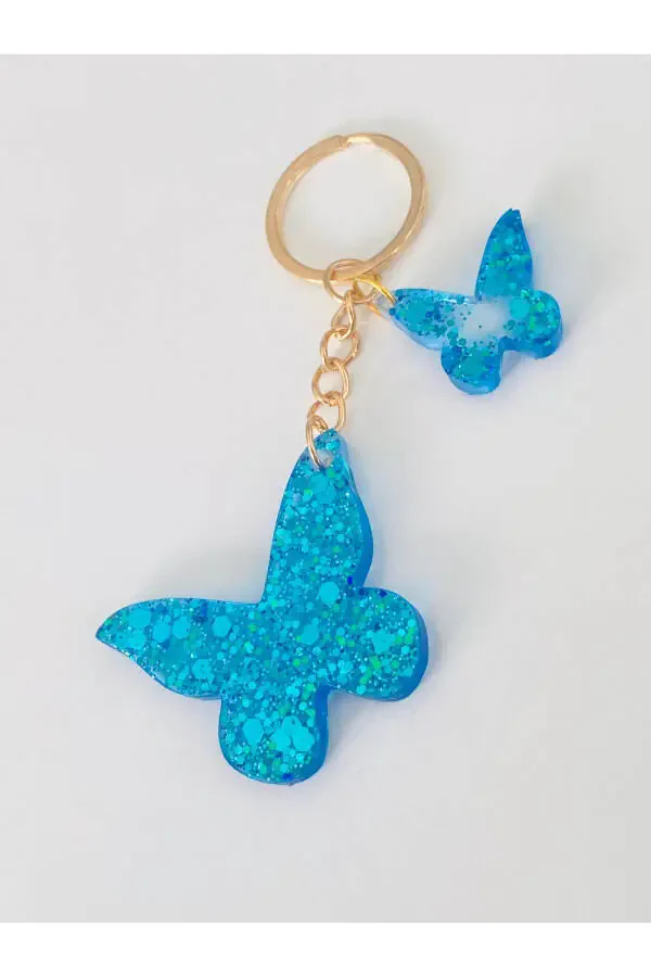 Souvenir Keychain with Blue Butterfly - 1