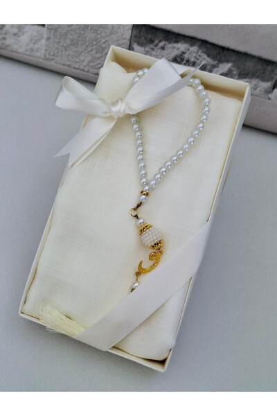 Souvenir Mother's Gift Headscarf Prayer Beads Boxed Set (BIRTH CIRCUMCISION HAJJ UMRAH) Boxed Set - HIRA TASARIM (1)