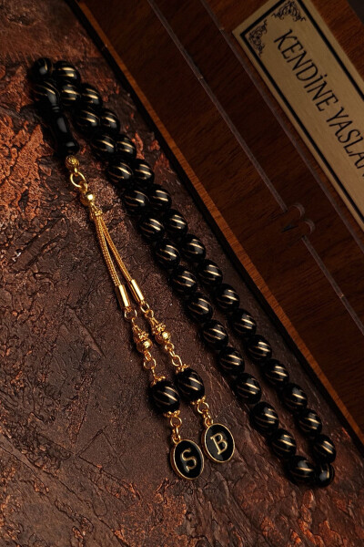 Souvenir Oltu Rosary, Letter Oltu Rosary, Silver Tassel Oltutaşı Rosary - 1