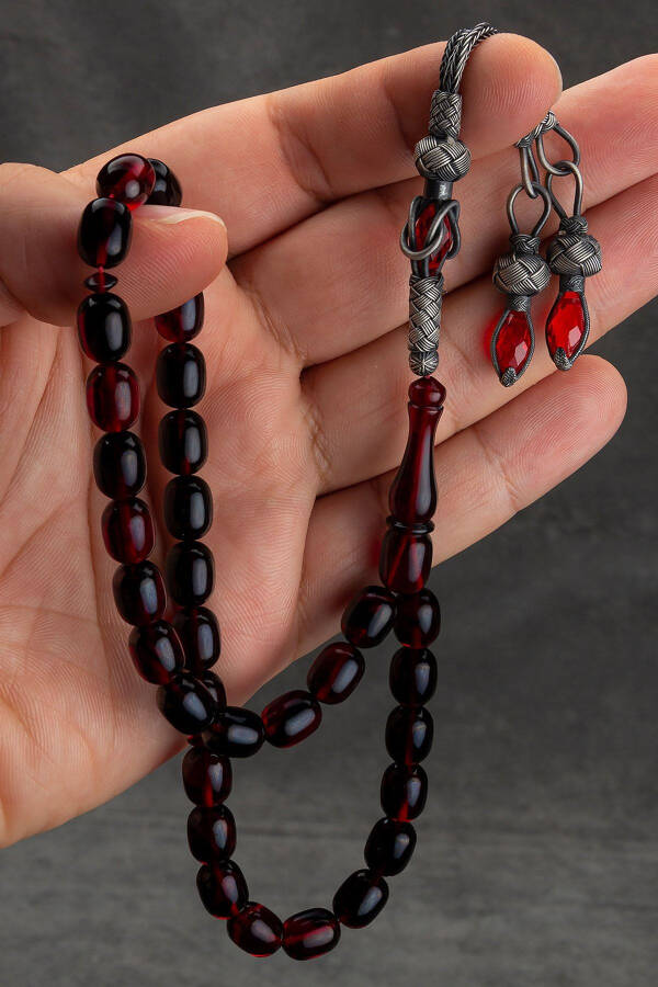 Sovgʻa sifatida kehribar tasbih, Olovli kehribar tasbih, Sıkımlı kehribar tasbih - 1