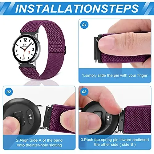 Совместимость с 16мм 18мм 19мм 20мм 22мм 24мм Watch Bands Quick Release Replacement Wristband, Adjustable Stretchy Nylon Solo Loop Straps Fabric Braided Sport Elastic Bands for Men Women - 3