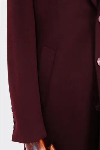Современный Дизайн Мужское Классическое Пальто - 80% Шерсть 20% Полиэстер-kav7000w - Бордовый - 7