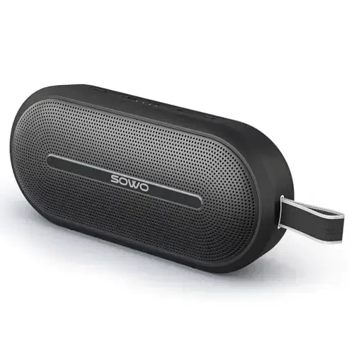 SOWO Bluetooth orqali simsiz portativ karnay, kuchaytirilgan immersiv bas, Partyboom texnologiyasi, 40 Vt baland aniq stereo ovoz, IP67 suv o'tkazmaydigan, tashqi makon, lager va sayohat uchun 16 soatlik musiqa - To'q qora - SOWO