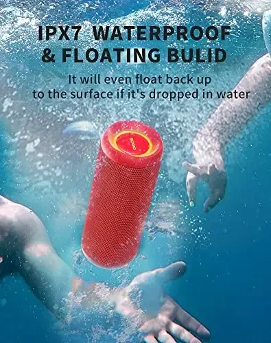 SOWO Portable Bluetooth Speaker, Waterproof IPX7, 25W Loud Wirelss Speaker with Big Audio and Punchy Bass, Outdoor Bluetooth for Party, Beach, Travel, Girls Gifts - Red - 4