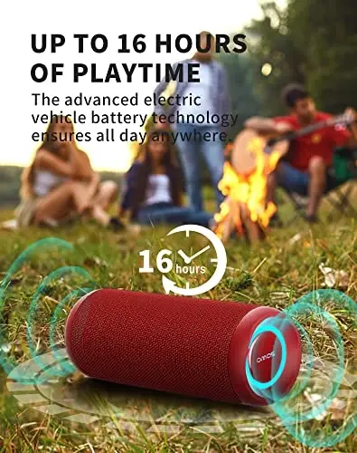 SOWO Taşınabilir Bluetooth Hoparlör, Su Geçirmez IPX7, 25W Yüksek Sesli Kablosuz Hoparlör, Büyük Ses ve Güçlü Bas, Parti, Plaj, Seyahat için Dış Mekan Bluetooth, Kız Hediyeleri - Kırmızı 