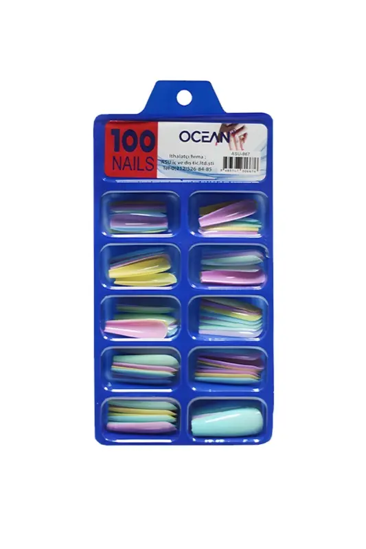 Soxta tirnoq 100 dona qutida Balerina protez tirnoq - 867-867 Rangli - OCEAN