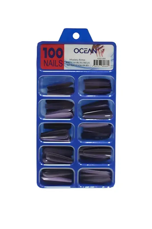 Soxta Tirnoq 100 dona qutuli Balerina Protez Tirnoq - 868-868 Rangli - OCEAN