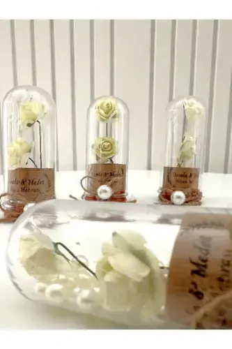 Söz, Nişan, Kına, Düğün, Doğum Günü, Mevlüt, Nikah Şekeri Hediyelik Hatıra Plastik Çiçek, 10 Adet-Beyaz - DECOLOJI (1)