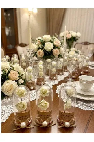 Söz, Nişan, Kına, Düğün, Doğum Günü, Mevlüt, Nikah Şekeri Hediyelik Hatıra Plastik Çiçek, 10 Adet - Beyaz - 5