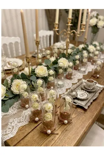 Söz, Nişan, Kına, Düğün, Doğum Günü, Mevlüt, Nikah Şekeri Hediyelik Hatıra Plastik Çiçek, 10 Adet - Beyaz - 6