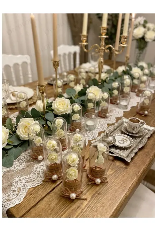 Söz, Nişan, Kına, Düğün, Doğum Günü, Mevlüt, Nikah Şekeri Hediyelik Hatıra Plastik Çiçek, 10 Adet - Beyaz - 6