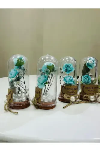 Söz, Nişan, Kına, Düğün, Doğum Günü, Mevlüt, Nikah Şekeri Hediyelik Hatıra Plastik Çiçek, 10 Adet-Turkuaz - 6