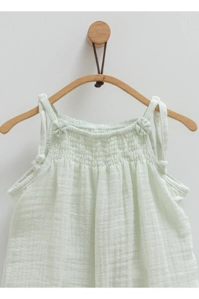 SPAGHETTI STRAP GIRL BABY JUMPSUIT WITH FLOWER DETAIL AND SNAP CLOSURE AT THE BOTTOM, 100% COTTON, 2025 SUMMER SEASON - 2