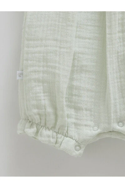 SPAGHETTI STRAP GIRL BABY JUMPSUIT WITH FLOWER DETAIL AND SNAP CLOSURE AT THE BOTTOM, 100% COTTON, 2025 SUMMER SEASON - 3