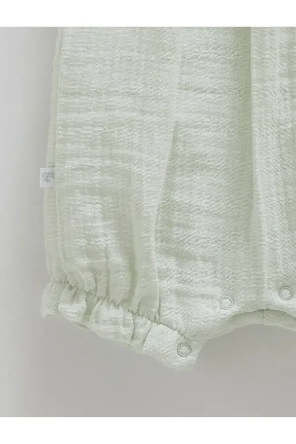 SPAGHETTI STRAP GIRL BABY JUMPSUIT WITH FLOWER DETAIL AND SNAP CLOSURE AT THE BOTTOM, 100% COTTON, 2025 SUMMER SEASON - 3