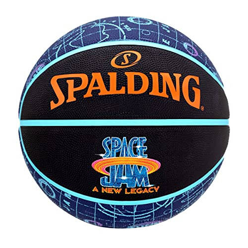 Spalding Space Jam Tune Court Topu 84560Z, Unisex, Basketbol, Siyah/Mavi/Turuncu, 7 - 1