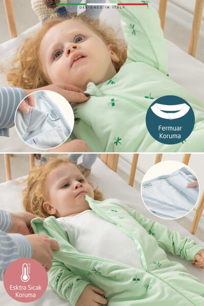 Спальный мешок для детей/младенцев EleleLife с наполнителем 2,7 Tog Зеленый Sanno - 5