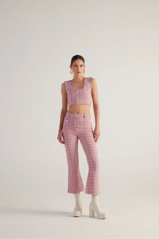 Spanish Cut Tweed Pants Pink - 4