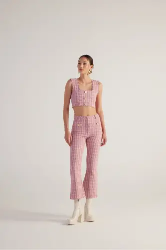 Spanish Cut Tweed Pants Pink - 6