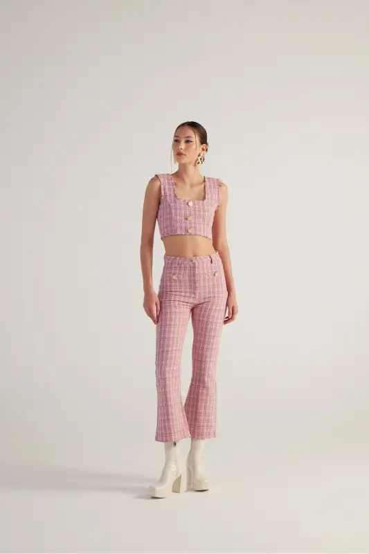 Spanish Cut Tweed Pants Pink - 6
