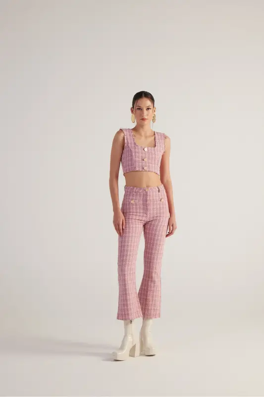 Spanish Cut Tweed Pants Pink - 1
