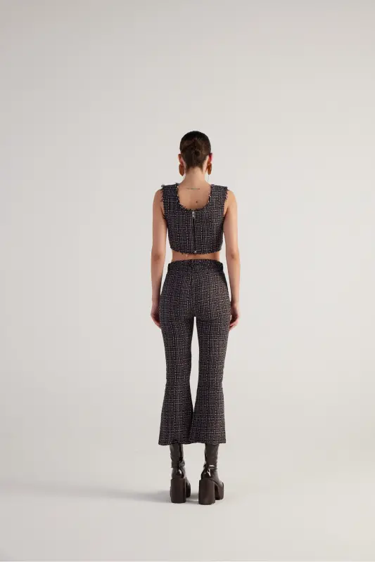 Spanish Cut Tweed Trousers Black - 4