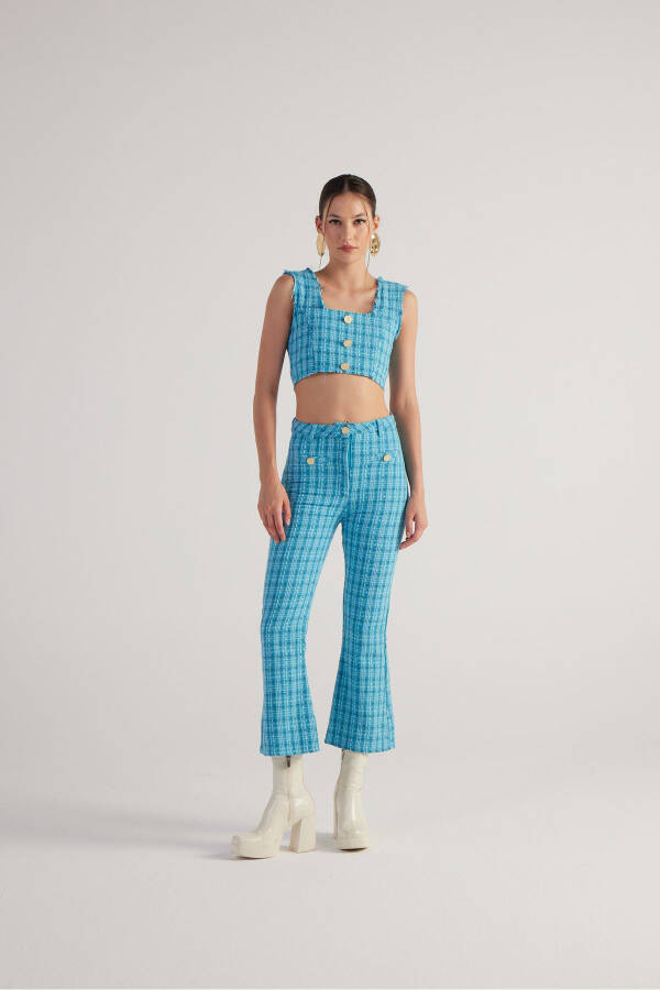 Spanish Cut Tweed Trousers Blue - 1