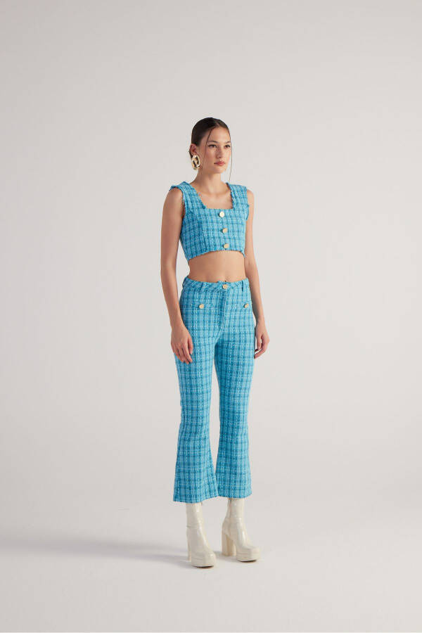 Spanish Cut Tweed Trousers Blue - 2