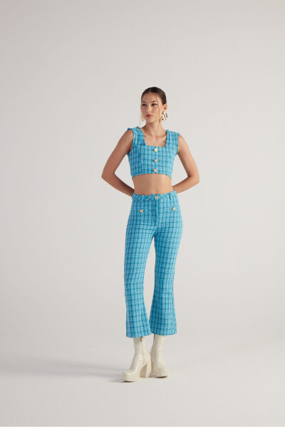 Spanish Cut Tweed Trousers Blue - 3