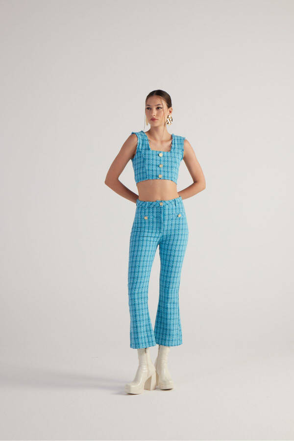 Spanish Cut Tweed Trousers Blue - 3