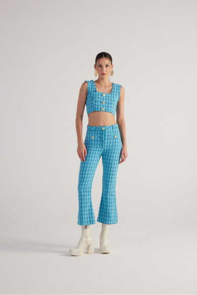 Spanish Cut Tweed Trousers Blue - HOLLY LOLLY