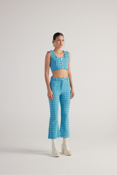 Spanish Cut Tweed Trousers Blue - HOLLY LOLLY (1)