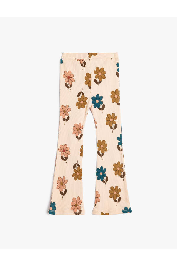 Spanish-leg tights, floral print, ribbed cotton - 1