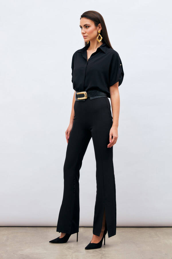 Spanish Trousers with Slit Detail - Black - 2