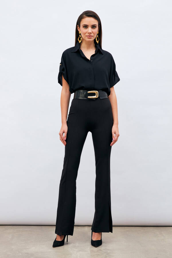 Spanish Trousers with Slit Detail - Black - 9