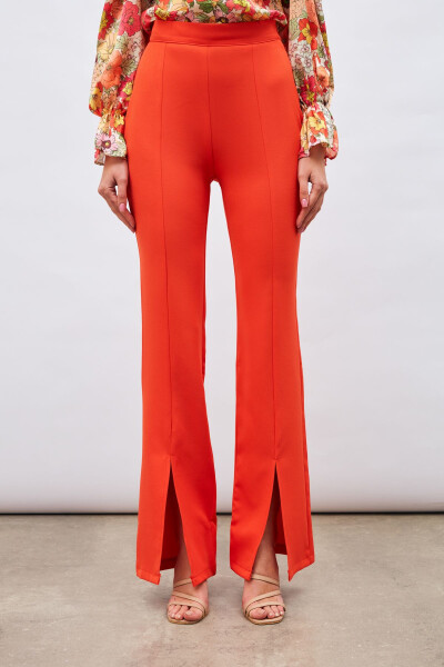 Spanish Trousers with Slit Detail - Orange - 3