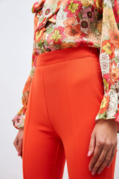 Spanish Trousers with Slit Detail - Orange - 4