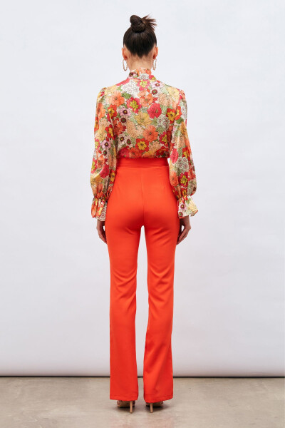 Spanish Trousers with Slit Detail - Orange - 5