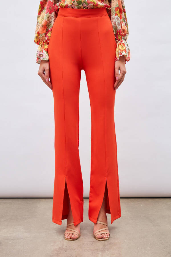 Spanish Trousers with Slit Detail - Orange - 8