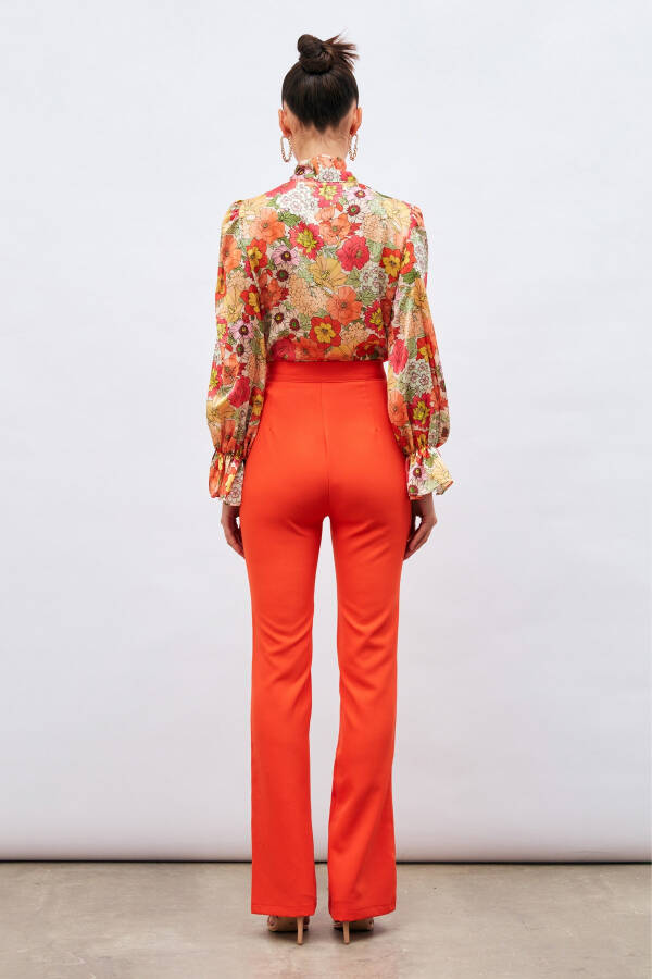 Spanish Trousers with Slit Detail - Orange - 10