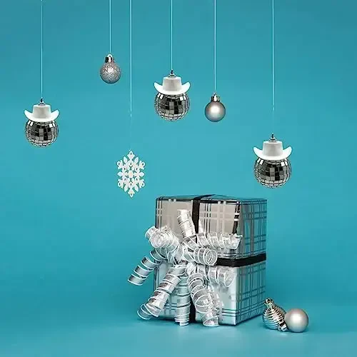 SPANSEE White Car Accessories, Disco Ball Cowboy Hat, Automotive Interior Accessories, Charm for Rear View Mirror - 3