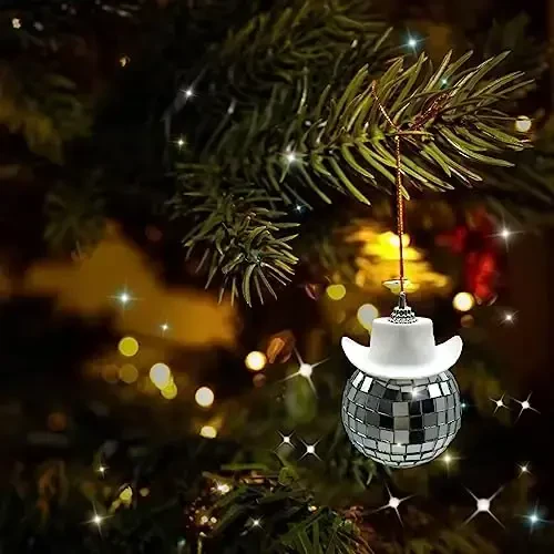 SPANSEE White Car Accessories, Disco Ball Cowboy Hat, Automotive Interior Accessories, Charm for Rear View Mirror - 5