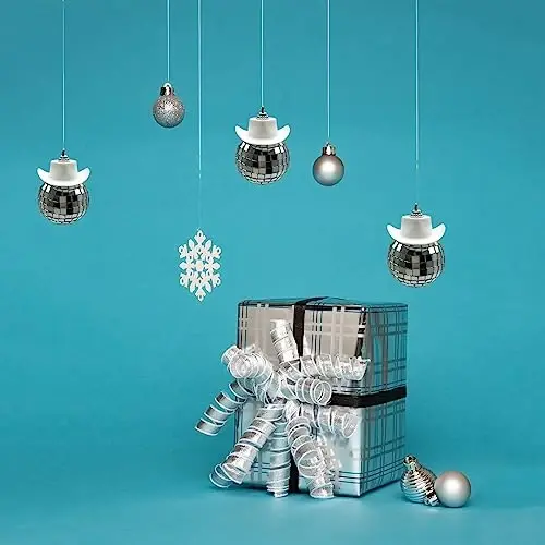 SPANSEE White Car Accessories, Disco Ball Cowboy Hat, Automotive Interior Accessories, Charm for Rear View Mirror - 3