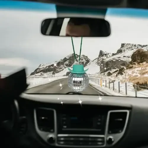 spansee Black Disco Ball Cowboy Hat Car Accessory, Mirror Ornament, Interior Accessories - 7