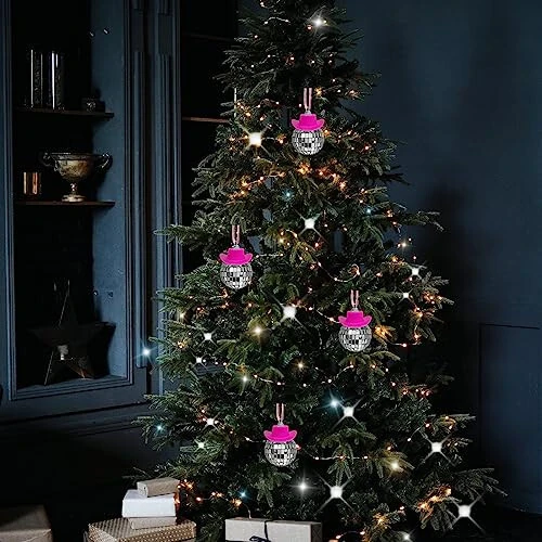 SPANSEE Pink Disco Ball, Mirror Ornament, Cowboy Hat Accessory, Cute Disco Ball Charm Accessories - 6