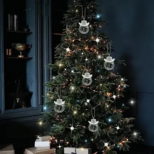 SPANSEE White Car Accessories, Disco Ball Cowboy Hat, Automotive Interior Accessories, Charm for Rear View Mirror - 6